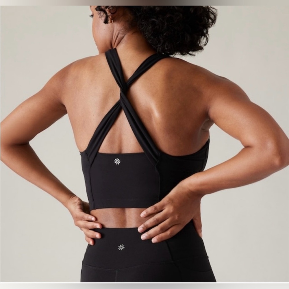NWT-Athleta Black Conscious Twist Crop Bra, Extra Large D-DD - Picture 3 of 4